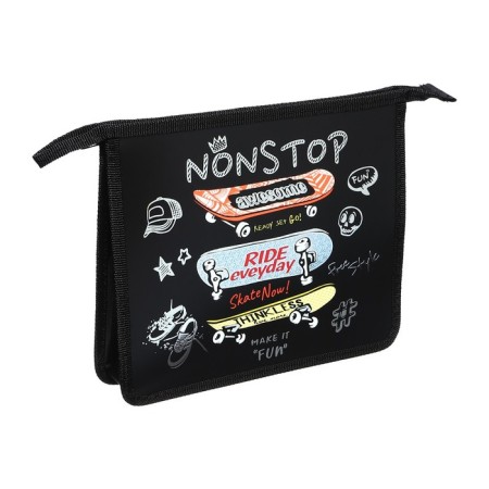 Folder for notebooks A5, 240 x 205 x 40 mm, zipper from above, plastic, PT 73-12 "Skate" (voluminous 3D rusunes with a metallic effect)-1