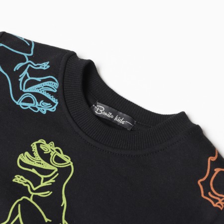 Sweatshirt for a boy, black/dino color, height 104 cm-1