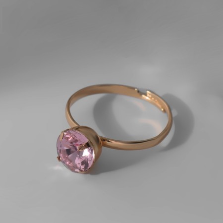 Ring "Wealth" single, pink color in gold, dimensionless-1