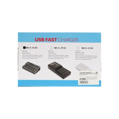 Charger station WLX-838, 10 USB, 60 W, 12 A, switch, black-6