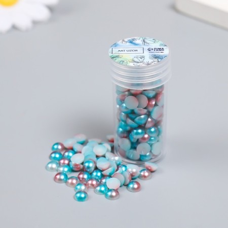 Decor "Semiobusins ​​and rhinestones. Blue gradient" d = 6 mm 10 g 200 pcs 5x2.5 cm, mix-2