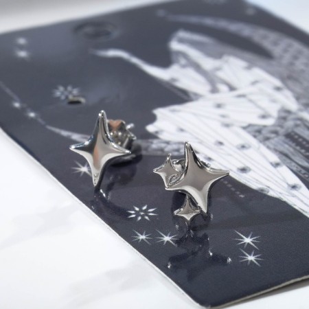Earrings Metal "Starship", Color Silver-1