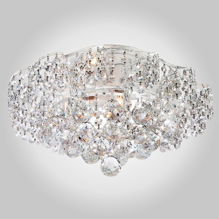 Chandelier Charm 6x60W E27, white, silver 39x39x16 cm-1