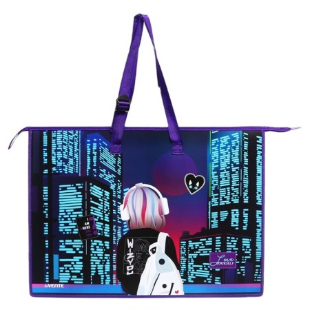 Folder for drawings and drawings A2, 650 x 470 x 100 mm, with handles, lightning plastic on top of Devente City Girl, inner pocket-3