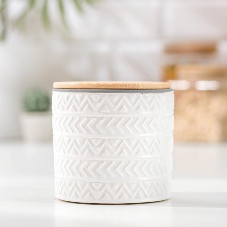 Ceramic bank for bulk products of "ethnic", 400 ml, white color