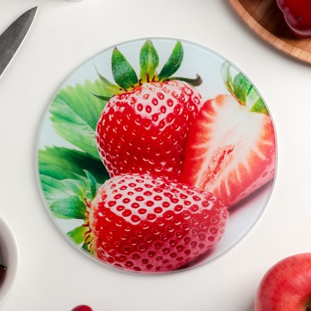 Board cutting glass shade "Sweet strawberry", D = 20 cm