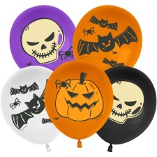 Latex ball 12 “Halloween. Scarecrow, pastel, 2-sided, set 25 pcs., Mix