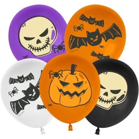 Latex ball 12 “Halloween. Scarecrow, pastel, 2-sided, set 25 pcs., Mix