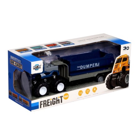 Metal “dump truck”, inertia, with plastic elements, blue color-4