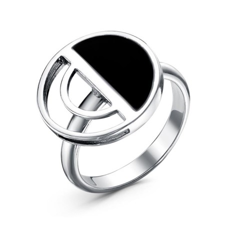 Ring "Minimalism" black semicircle, echoing with oxidation, 19