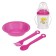 A set of children's dishes, 4 items: bowl, spoon, fork, bottle 200 ml, MIX color