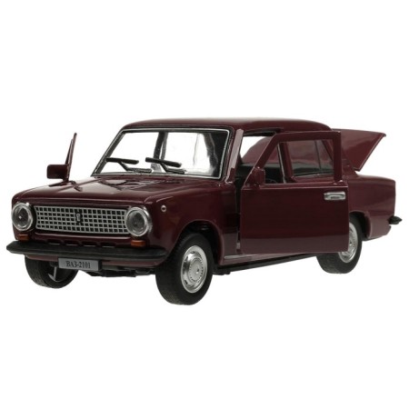 Metal machine "VAZ -2101", retro - model "Kopeyka", doors, trunk, inertia, 12 cm, purple open-3
