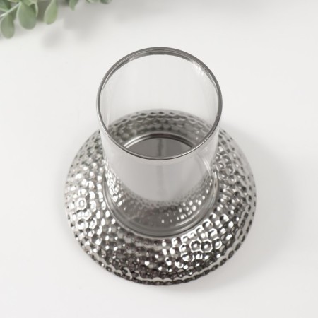 Ceramics candlestick, glass for 1 candle "True" d = 8 cm silver 14.5x14.5x17.5 cm-2