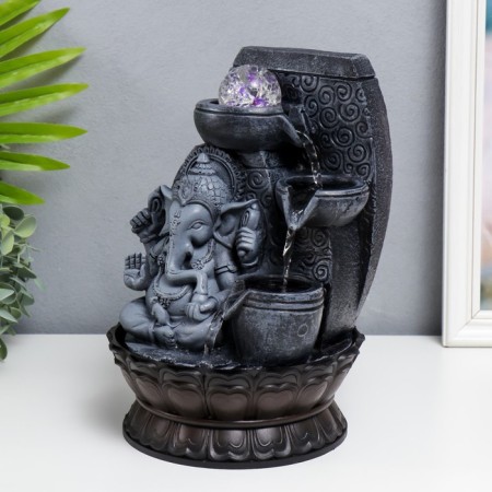 Herbal fountain with backlight "Ganesha - Blessing" Gray 31x20x20 cm-2