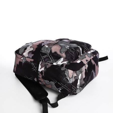 Youth backpack from textiles, 3 pockets, black/purple color-4