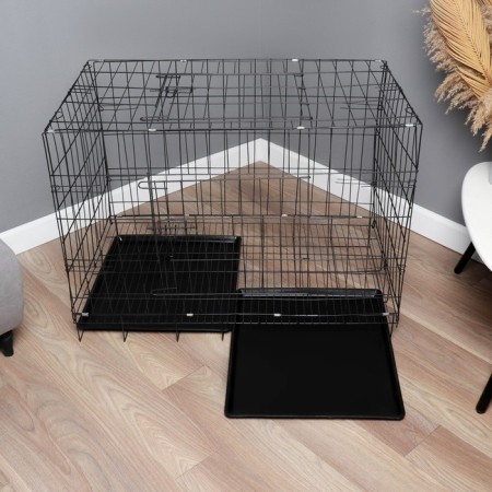 A cell with a hatch for dogs and cats, 100 x 60 x 70 cm, black-9