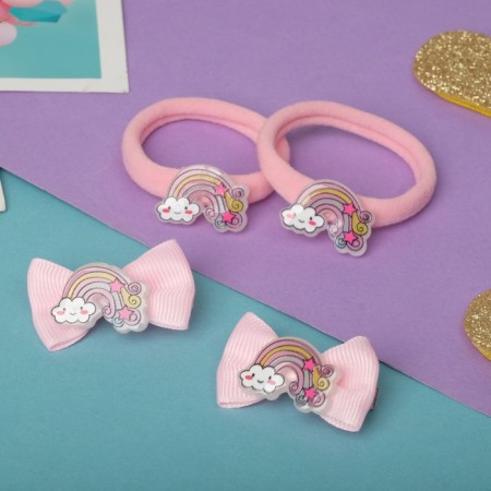 Hair set "Cute" (2 clamps 3.5 cm, 2 elastic bands) cloud-1
