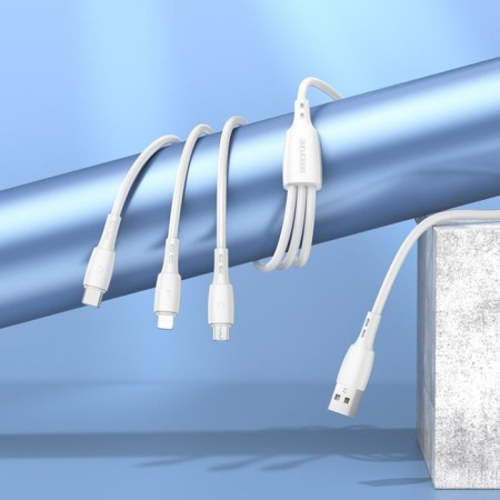 Cable Borofone BX71, 3 V 1, Microusb/Lightning/Type -C - USB, 2 A, PVC braid, 1 m, white-2