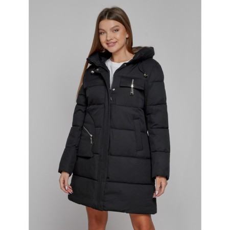 Coat insulated winter female, size 56, black color-8
