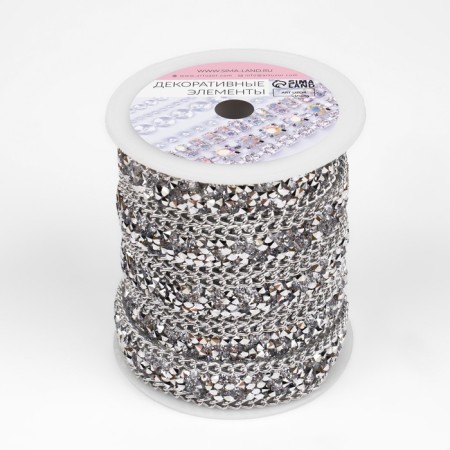 Rhinestones and chain heat -miles, width - 15 mm, 4.5 ± 0.5 m, silver color-2