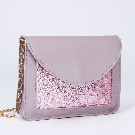 Bag on a strap with a chain, 19x5x15cm, lilac color-2