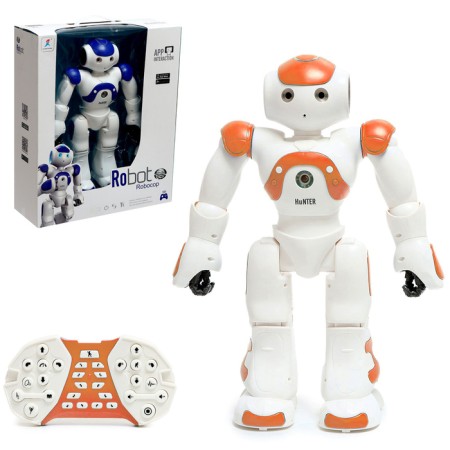 Hunter robot, radio -controlled, light and sound effects, works on the battery, color orange color