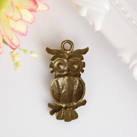 Decor Metal for creativity "Owl on a branch" under the brass (CG1216) 2.2x1.7 cm-2