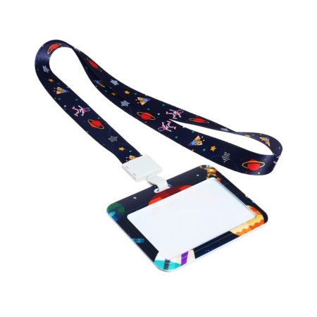 Badge horizontal external size 10 x 7.8 cm, internal size 5.2 x 8.2 cm, tape 42 cm, with the pattern "Cosmos"-3