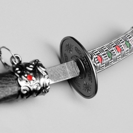 Souvenir weapon "Katana on the stand", black scabbard with red rhombuses, 20cm-3
