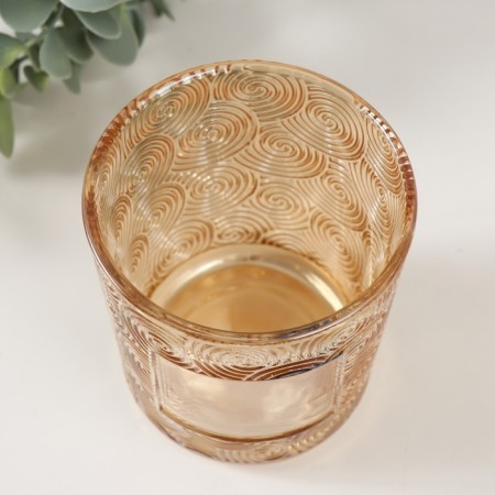 Bank for candles glass "Whirlwind" transparent orange 350 ml 8.5x8.5x10 cm-2