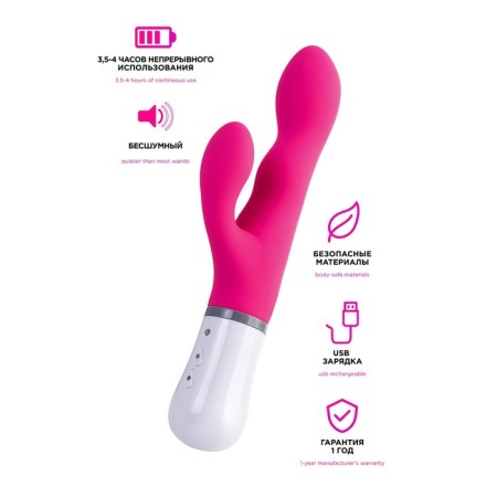 Lovense Nora vibrator with clitoral stimulant, silicone, pink color, 20 cm-2