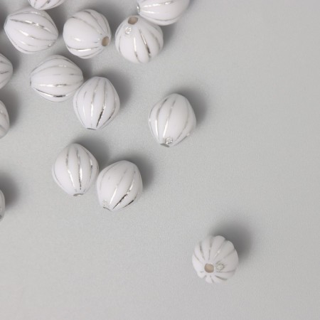 Beads for creativity Plastic "Elocated Ball" white-silver set 20 g 1.2x1x1 cm