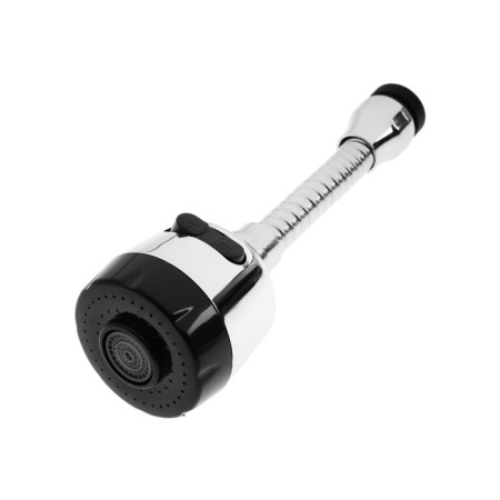 Zein aerator, with stream adjustment, on a flexible hose, 150mm, 2 modes, plastic, chrome/black 984790