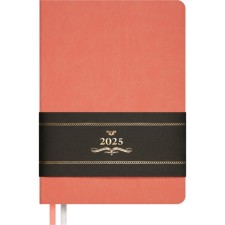 Daternage Dated 2024 A5 176 sheets, Devente.nobile, soft cover of artificial leather, lies, cream block 70 g/m2, coral