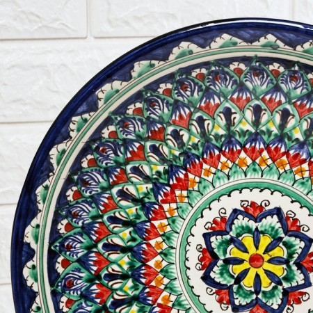 Largan Rishtan ceramics "Patterns", 33 cm, deep, blue-3