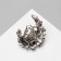 Brooch "Empress" crescent, white-blue color in silver
