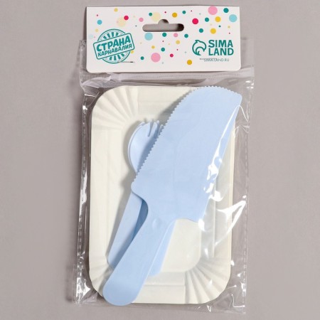 Set of disposable dishes, 6 pcs, blue color-6