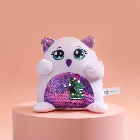 Soft toy with sequins "Owl", 17 cm x 9 cm x 15 cm-3