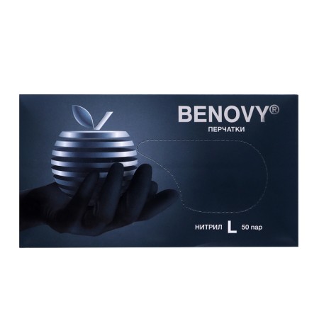 Benovy gloves nitrilic black 3 g l 50 pairs/un-3