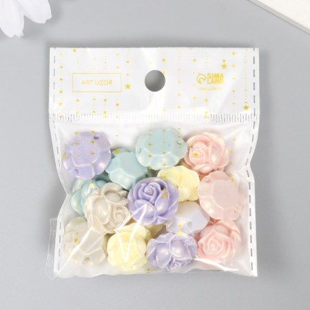Beads for creativity plastic "Rose. Purvalum shine" set of 20 g 1.8x2x1 cm-3