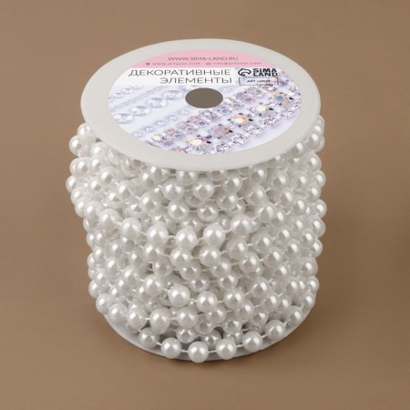Pearls on threads, round, 8 mm, 9 ± 1 m, white color-2