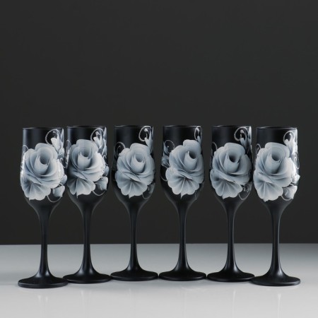Set of glasses for champagne "rose" 6 pcs, 180 ml