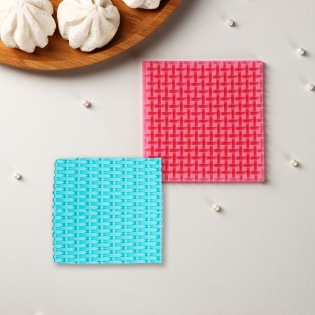 Mold "Texture", silicone, 9.3 × 9.3 × 0.6 cm, pink color