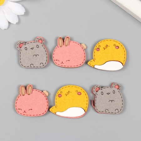 Decor for creativity claims. suede "Funny animals" mix 3.5x3 cm