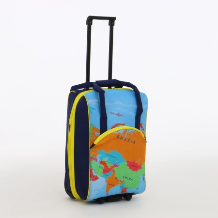 Small suitcase 20 ”, a road bag with a zipper, blue/orange color-2