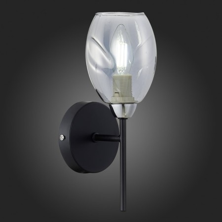 Wall lamp EVOLUCE. Sle155511-01. Gloa. 1x40 W, E14, 13x28 cm, black color, chrome-2