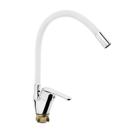 Accoona A4844G kitchen mixer, single -leaf, silicone spout, silumin, white/chrome-1