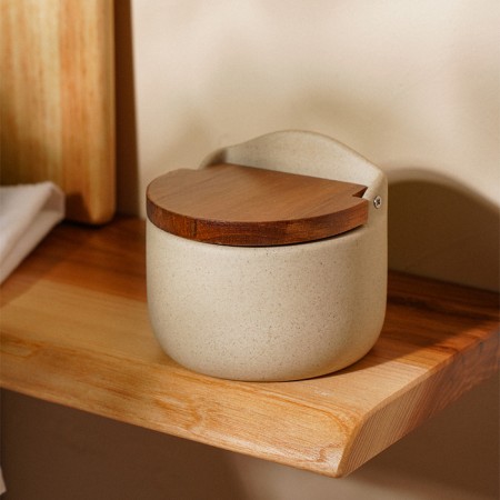 Bank for storing bulk products SL Home "Stun Forest", 350 ml, 7.5 × 16 cm, ceramic, white color