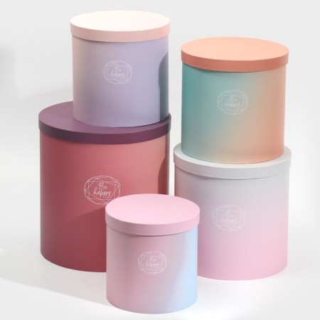 Set of round boxes 5 in 1, gift packaging, Panton 08, 23 x 23 x 25 - 15 x 15 x 15 cm-14