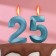 Candle in the cake jubilee "line" (set 2 in 1), number 25 /52, blue metallic, 6.5 cm